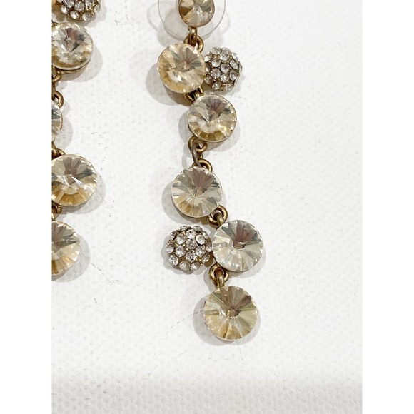 Slate & Willow Drop Earring Crystal Pave Circle Gold Plate Wedding Bridal Dangle - Picture 3 of 5